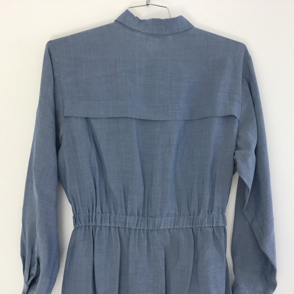 Norm Thompson Shirt Dress Womens 10 Button Up Blue Chambray Prairie Western VTG - Picture 3 of 9